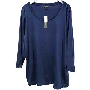 Talbots Womens Top Plus Size 2X Navy Blue Tee Preppy Supima Cotton Modal Tee NWT